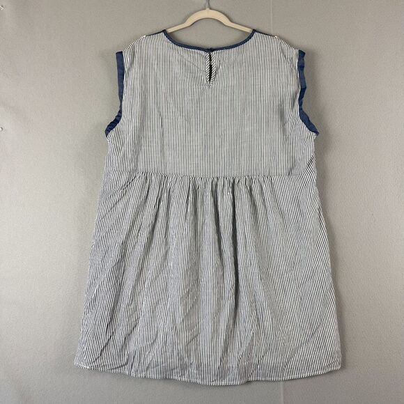 Savanna Jane Embroidered Tunic Top Women 1X Blue Floral Striped Boho Cottage NEW - Picture 12 of 16